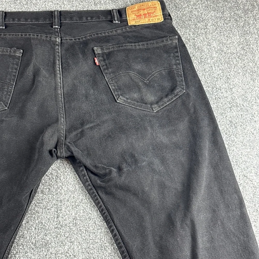 Levi's 505 Men's W40 L30 Black Denim Jeans Regular Fit Straight Leg Pants